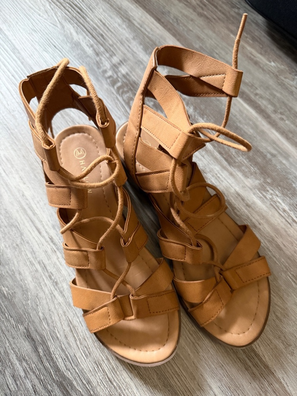 Harlow Women's Tan Lace-Up Gladiator Sandals Size 7